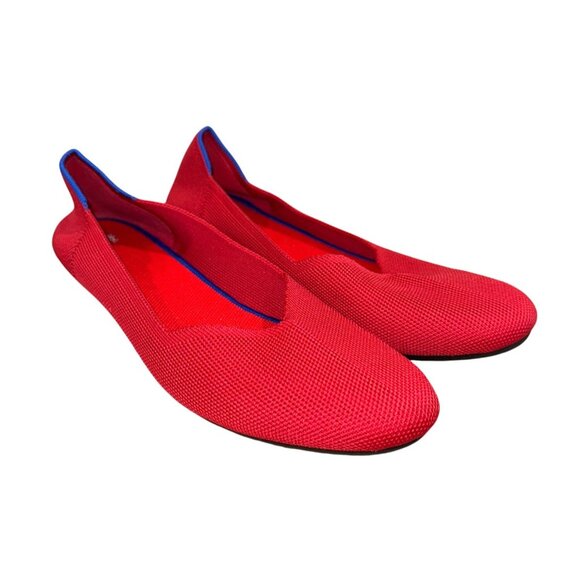 Red Mesh Rothy like Slip-On Flats 9.5 Casual Comfort Ballet Shoes Cushioned Prep - Picture 1 of 10